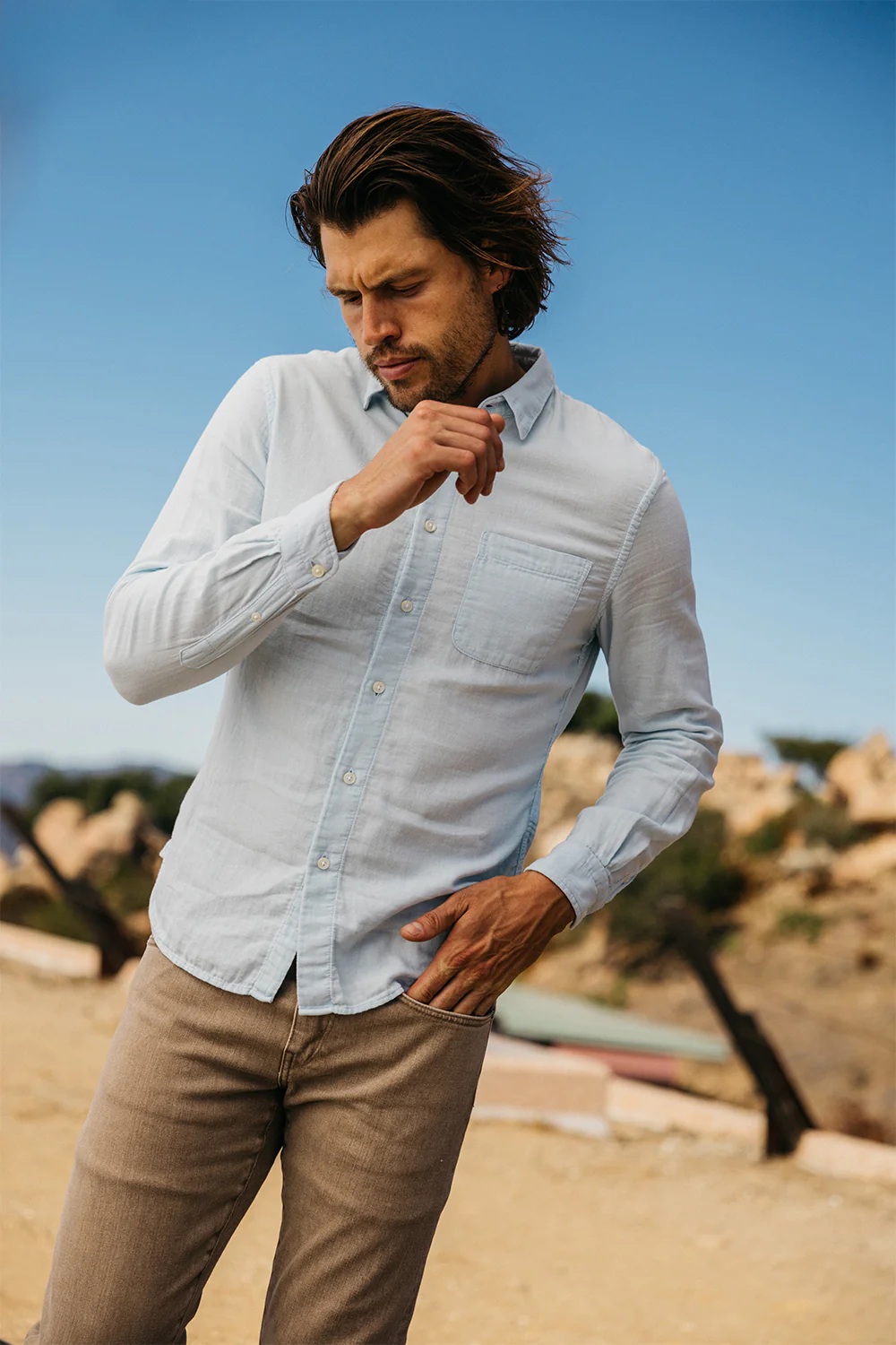 The Ripper Double Gauze Organic Cotton Shirt  - Aqua Blue - Image 5