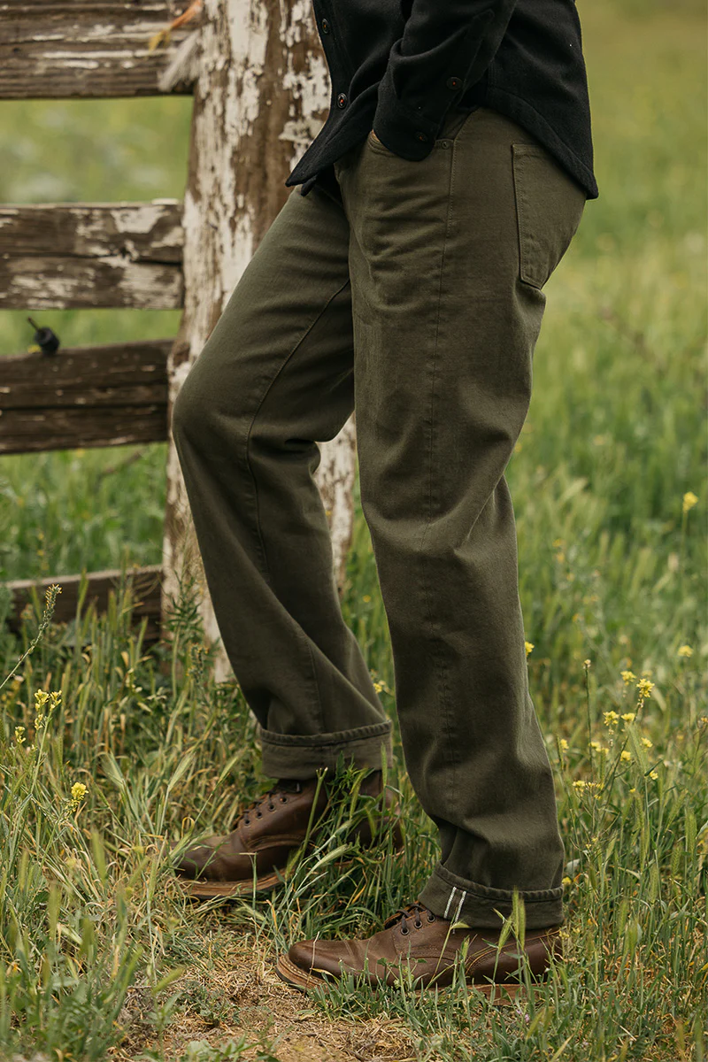 The Barrel Classic Straight Natural Slub - Military Green 14oz Selvedge - Image 6