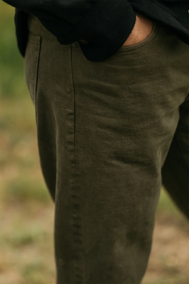 The Barrel Classic Straight Natural Slub - Military Green 14oz Selvedge - Image 7