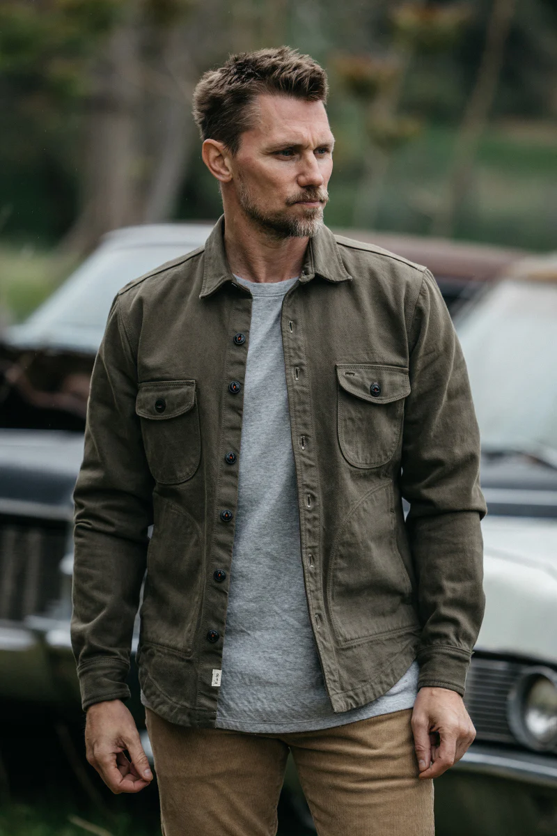 The Anvil Natural Slub - Military Green 14oz Selvedge