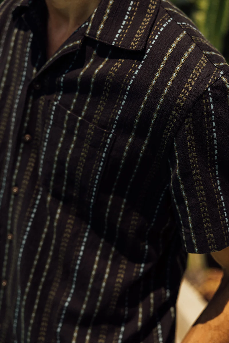 The Wrench Gauze Dobby Stripe Shirt- Black - Image 4