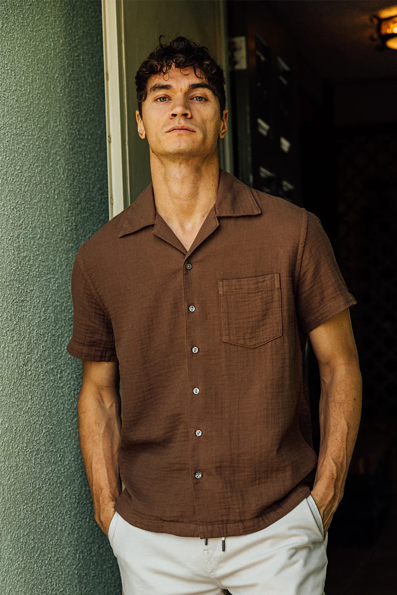 The Wrench Waffle Double Gauze Shirt - Bourbon - Image 4