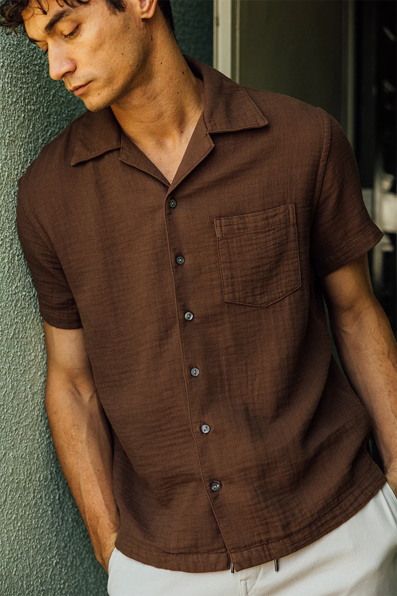 The Wrench Waffle Double Gauze Shirt - Bourbon - Image 6
