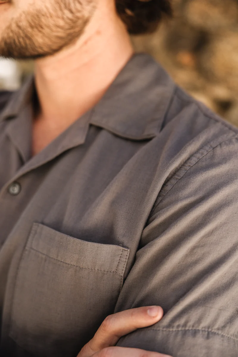 The Wrench Double Gauze Organic Cotton Shirt - Charcoal - Image 3