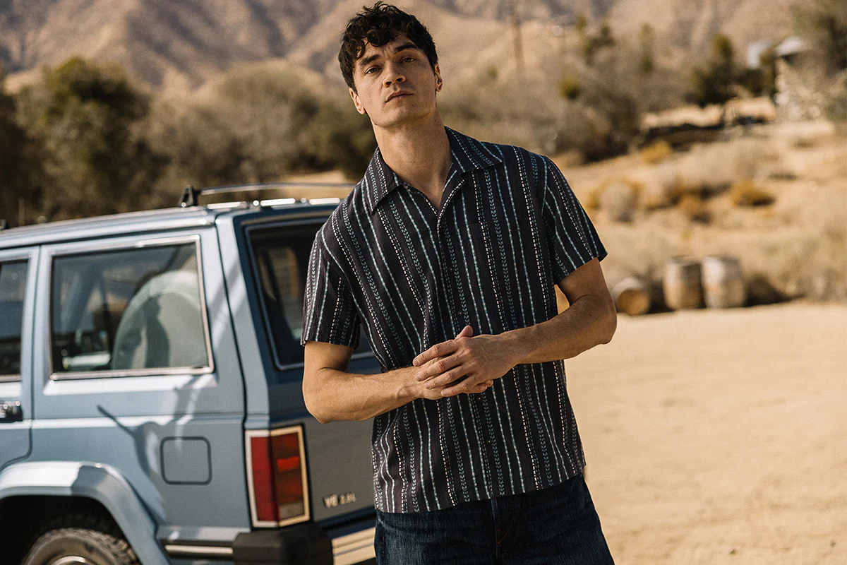 The Wrench Gauze Dobby Stripe Shirt - Charcoal - Image 3
