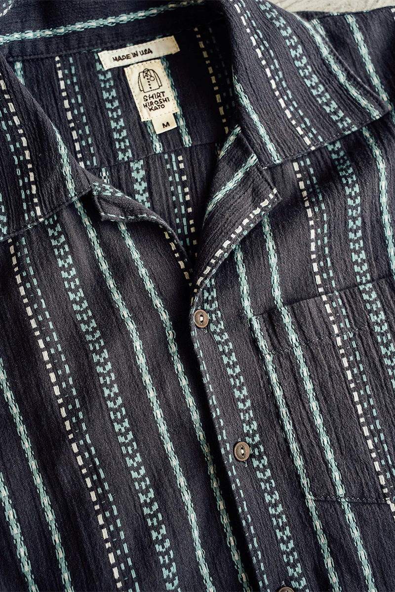 The Wrench Gauze Dobby Stripe Shirt - Charcoal - Image 4
