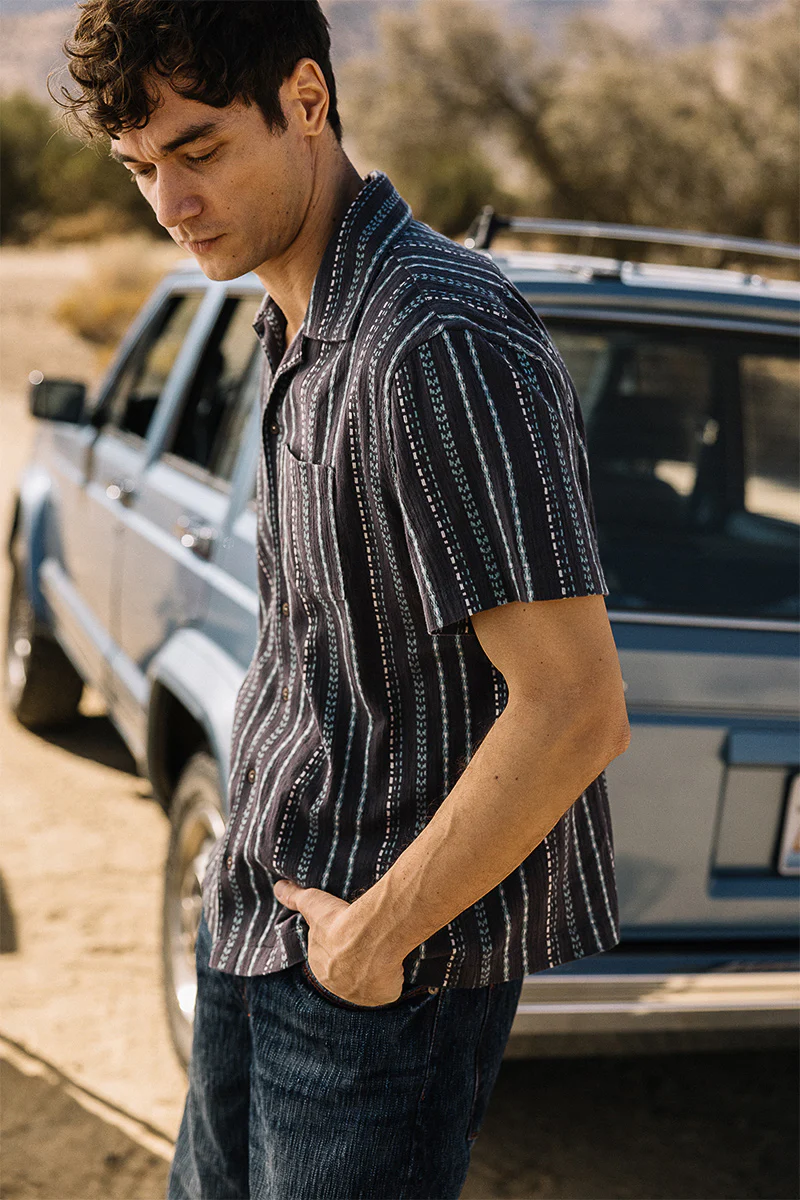 The Wrench Gauze Dobby Stripe Shirt - Charcoal - Image 5