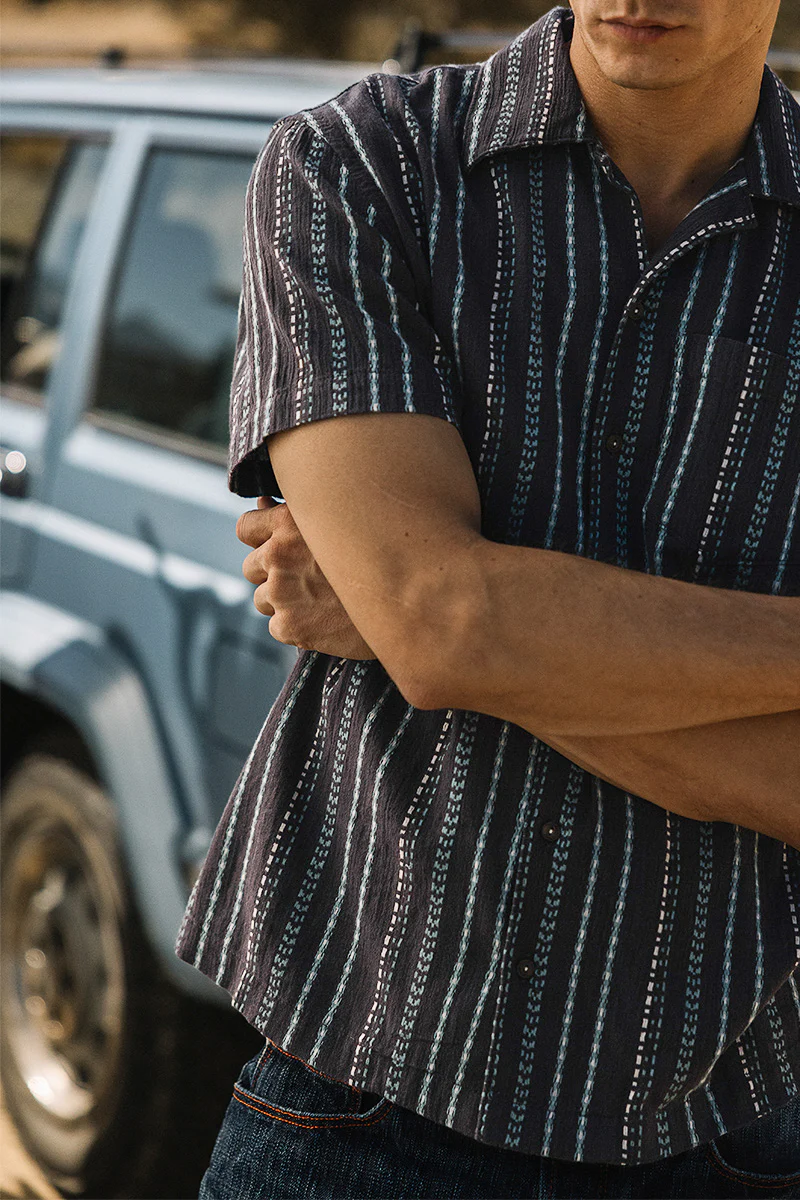 The Wrench Gauze Dobby Stripe Shirt - Charcoal - Image 6