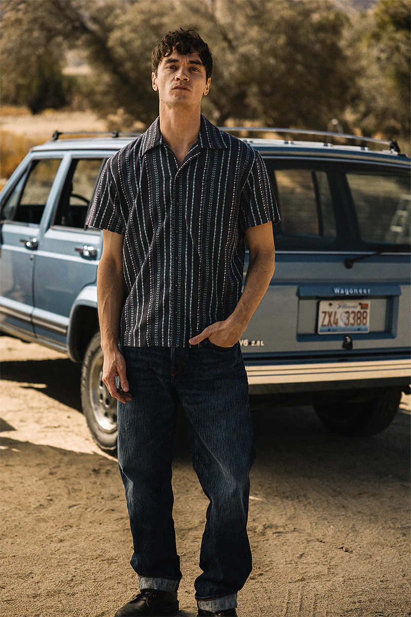 The Wrench Gauze Dobby Stripe Shirt - Charcoal - Image 7
