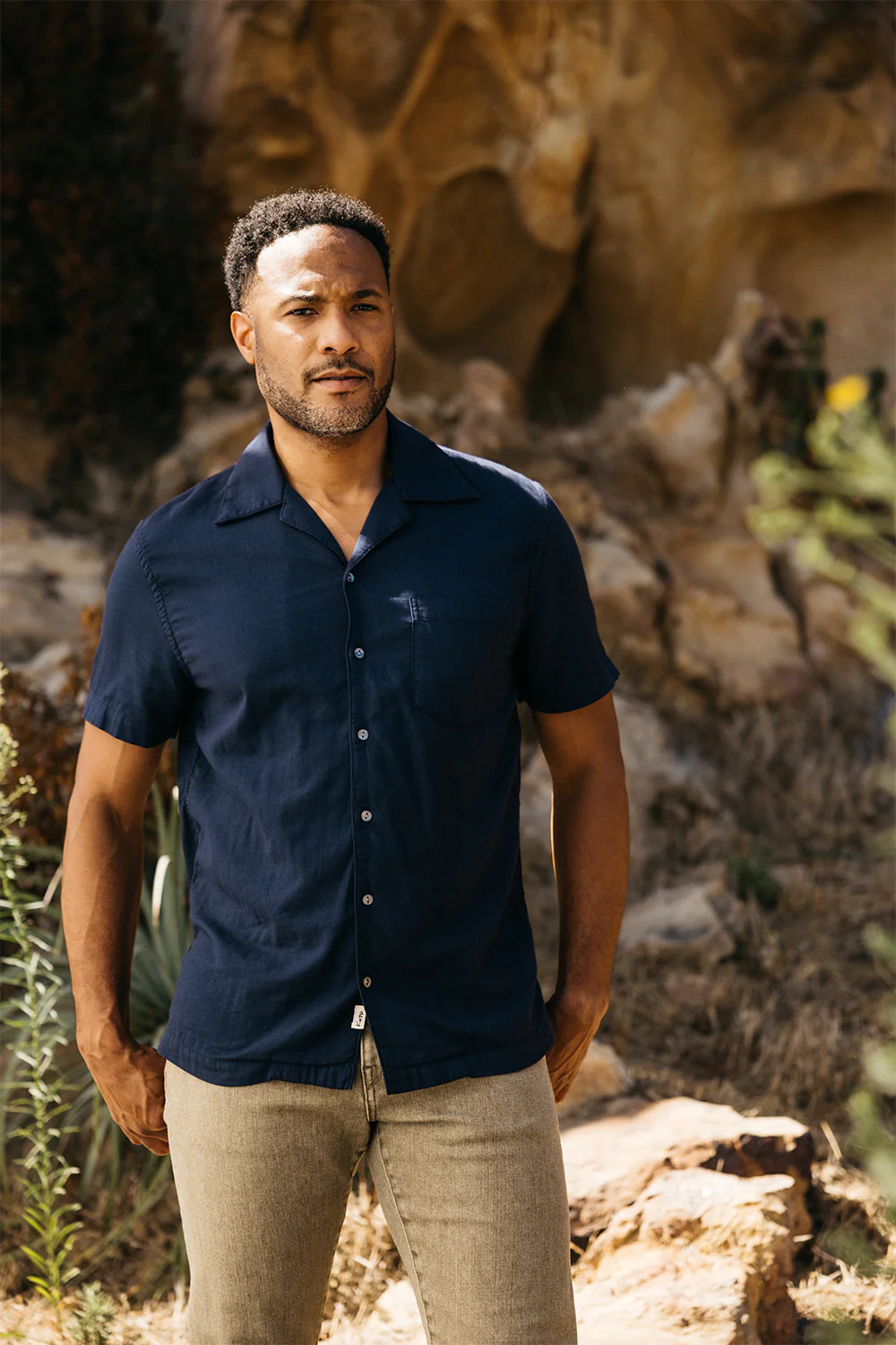 The Wrench Double Gauze Organic Cotton Shirt - Navy - Image 5