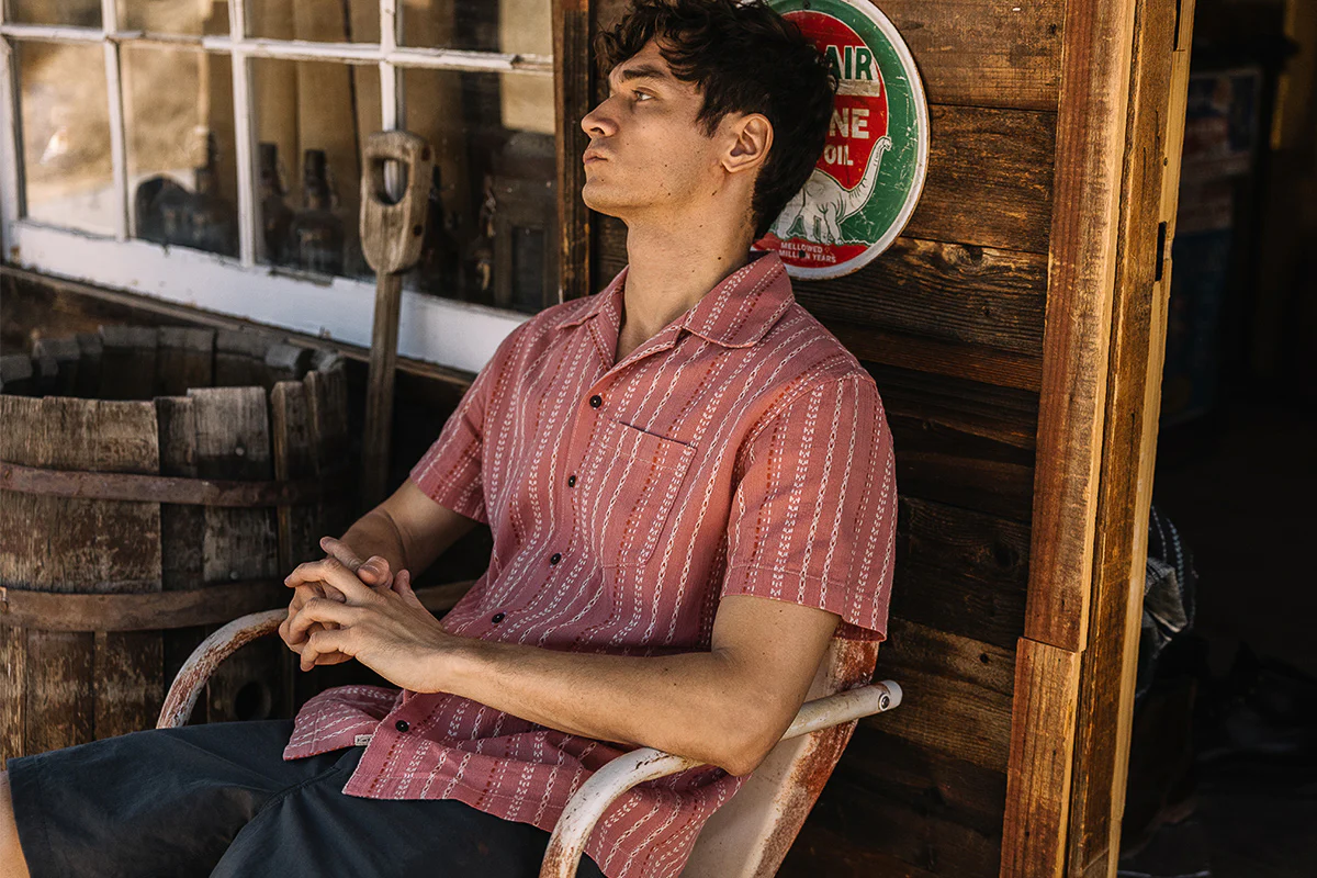 The Wrench Gauze Dobby Stripe Shirt - Salmon - Image 3