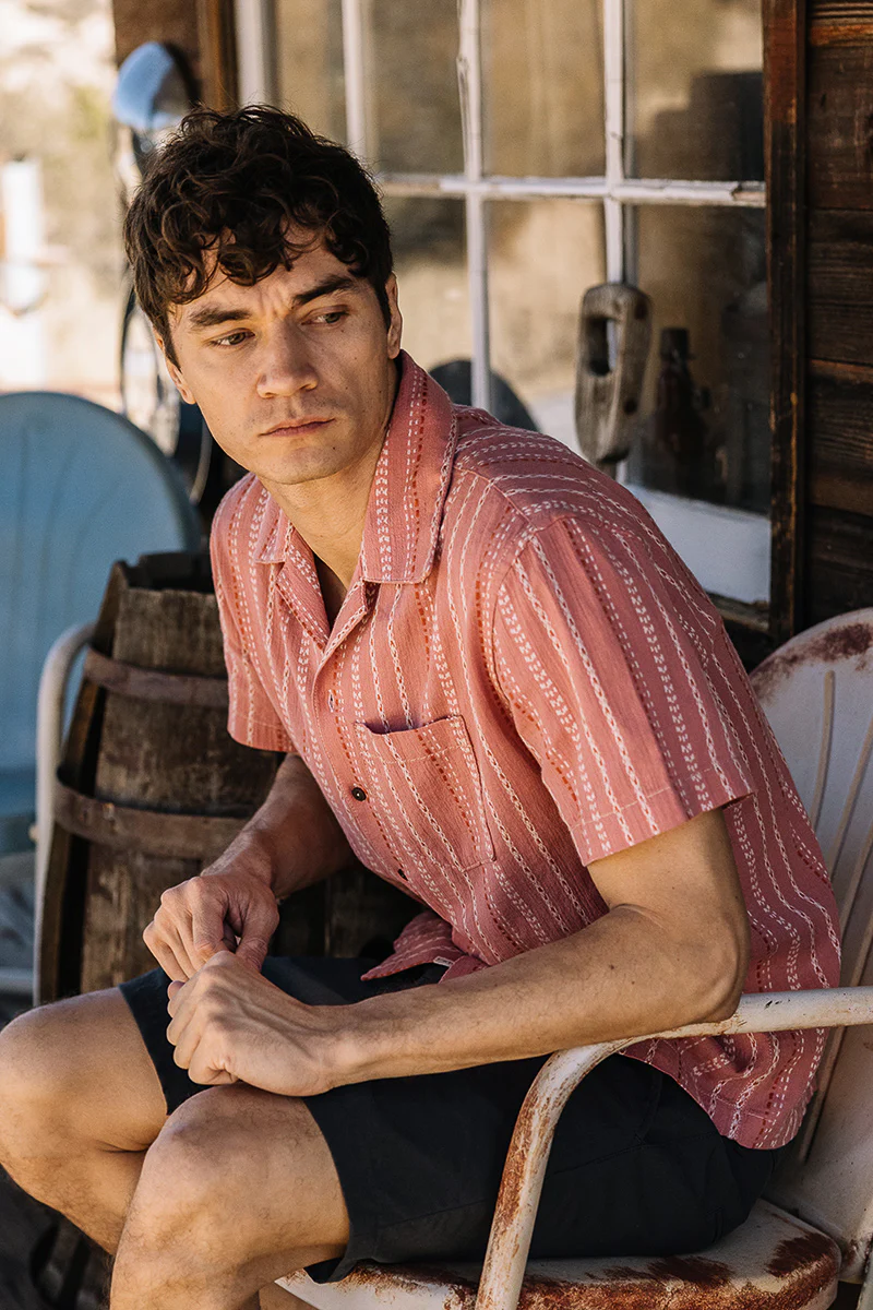 The Wrench Gauze Dobby Stripe Shirt - Salmon - Image 5