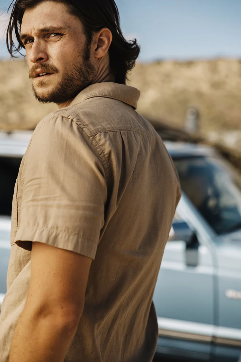 The Wrench Double Gauze Organic Cotton Shirt - Sand - Image 7