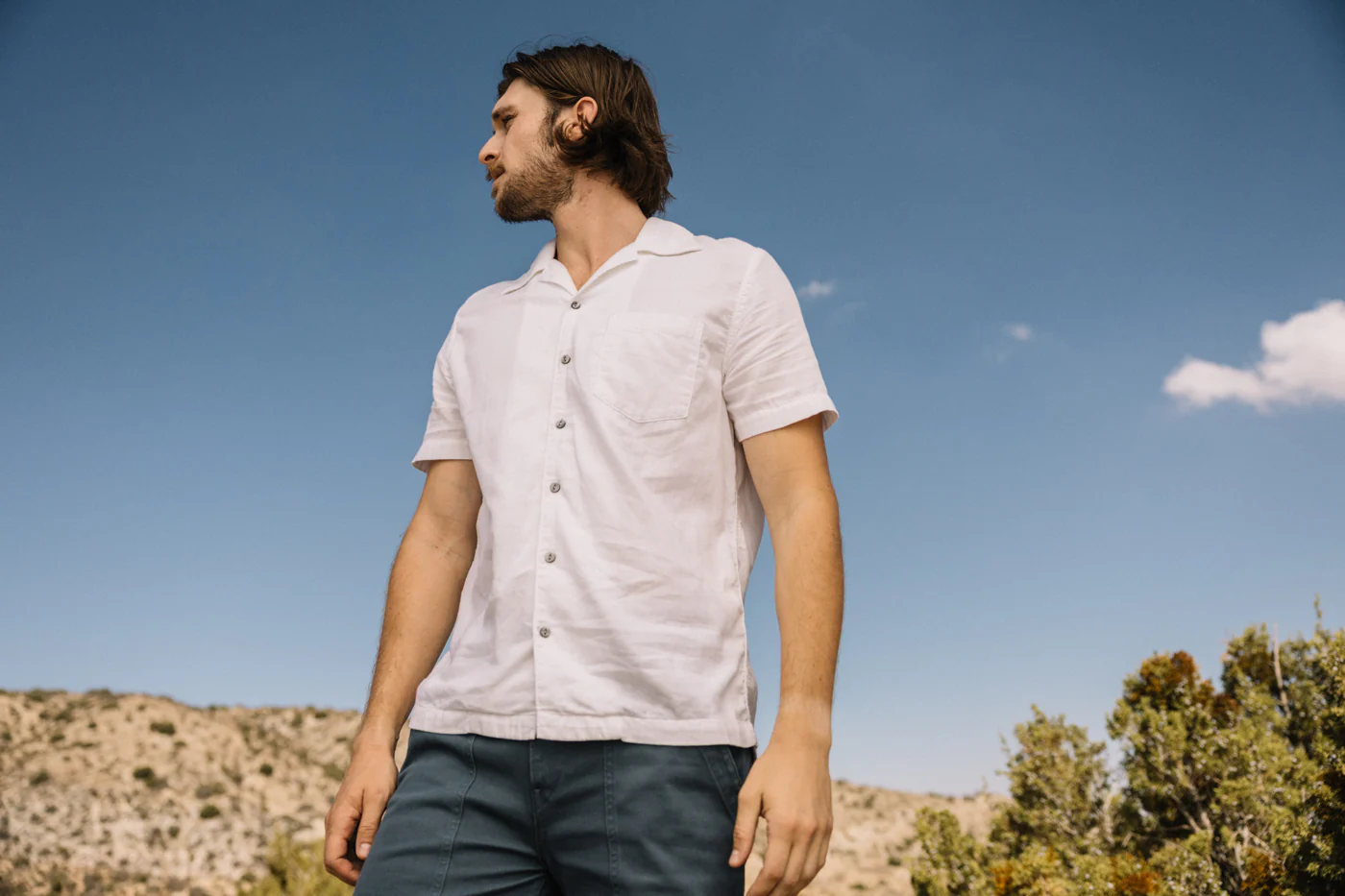 The Wrench Double Gauze Organic Cotton Shirt - White - Image 3