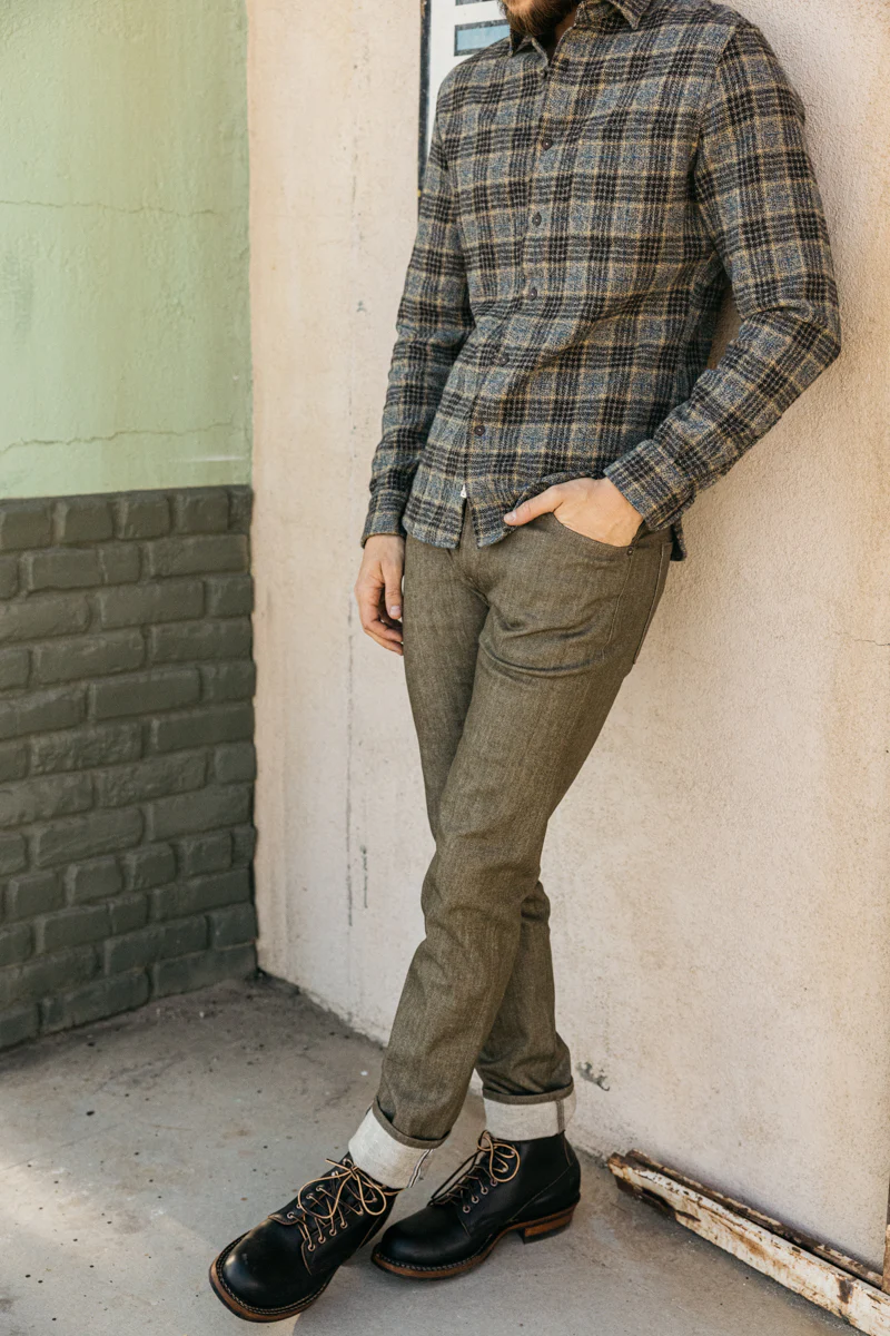The Pen Slim - Dark Green Raw 10.5oz Selvedge - Image 6