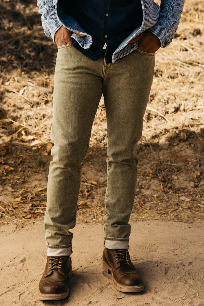 The Scissors Slim Tapered - Sage 10.5oz Selvedge
