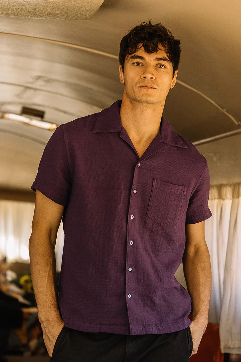 The Wrench Waffle Double Gauze Shirt - Merlot