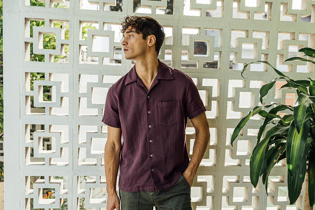 The Wrench Waffle Double Gauze Shirt - Merlot - Image 3