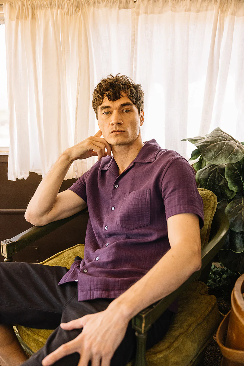 The Wrench Waffle Double Gauze Shirt - Merlot - Image 4