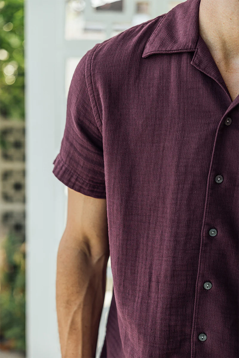 The Wrench Waffle Double Gauze Shirt - Merlot - Image 5
